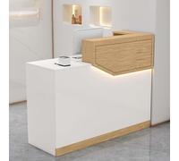 Bureau de réception en forme de L avec tiroirs verrouillables, comptoir de caisse pour la vente au détail, meubles de réception de centre commercial, support élégant pour caisses enregistreuses et