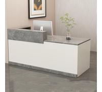 Bureau de réception en forme de L avec tiroirs verrouillables et espace de rangement, idéal pour les salons de beauté et les magasins de vêtements (B, droit, 180 x 60 x 100 cm)