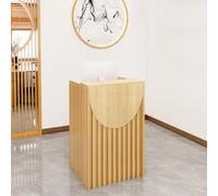 Bureau de réception en forme de L en bois pour supermarchés et hôtels, finition érable, bureau d'ordinateur compact, 60 x 40 x 96 cm, mobilier de bureau élégant