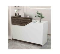 Bureau de réception en forme de L pour vente au détail et bureau - Table de réception commerciale pour salon, salon de travail, meubles de salon - Finition gris chêne côté droit