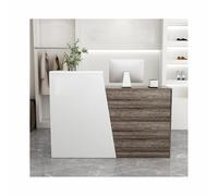 Bureau de réception en noyer, comptoir avant pour le commerce de détail et les bureaux à domicile, comptoir élégant du hall et du salon, côté droit 80 cm - Design moderne, fonctionnel