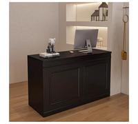 Bureau de réception entièrement noir avec tiroirs et étagères verrouillables pour un rangement sécurisé des objets de valeur - Parfait pour les salons de beauté et les magasins de détail (80 cm)