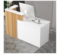 Bureau de réception incurvé pour magasins de vêtements et comptoirs de caisse, dispose de plusieurs compartiments de rangement et de trous de gestion des câbles - Design fonctionnel moderne