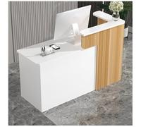 Bureau de réception incurvé pour magasins de vêtements et comptoirs de caisse - Dispose de plusieurs compartiments de rangement et de trous de gestion des câbles pour des espaces de travail nizés