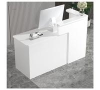 Bureau de réception incurvé pour magasins de vêtements et zones de paiement avec plusieurs compartiments et trous de gestion des câbles pour un espace de travail nizé