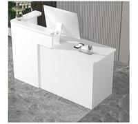 Bureau de réception incurvé pour magasins de vêtements et zones de paiement - Design multi-compartiments avec trous de gestion des câbles - Solution de mobilier moderne fonctionnelle et élégante