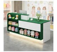 Bureau de réception L SD avec lumières LED et plateau pour clavier, table avant moderne avec œillets de câble, compteur de distribution verrouillable, 150 x 61 x 99,1 cm, parfait pour le bureau et les