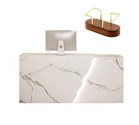 Bureau de réception large avec lampe à DEL et tiroirs verrouillables et compartiments de rangement, grande capacité pour salle de réception, salle de conférence ou bureau (A droit, 140 x 60 x 90 cm)