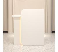 Bureau de réception LED avec comptoir de caisse et armoire d'ordinateur élégante, table de secrétaire moderne avec éclairage LED et gestion des câbles pour bureaux et espaces de vente au détail