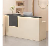 Bureau de réception LED avec rangement moderne pour bureaux, supermarchés et magasins de vêtements, poste de travail élégant avec bande lumineuse Doppio Piano di Lavoro.