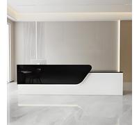 Bureau de réception LED avec tiroir verrouillable 140 cm noir pour magasins, bureaux et cliniques, solutions de rangement élégantes, design moderne et éclairage