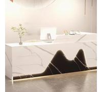 Bureau de réception LED avec tiroir verrouillable, comptoir de réception moderne pour caisse, salon de beauté et hall - Mobilier de bureau élégant et fonctionnel