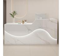 Bureau de réception LED avec tiroir verrouillable en forme de L multicolore 120 cm pour espaces commerciaux, salles d'attente et zones de réception - Élégant et fonctionnel