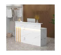 Bureau de réception LED écologique - 120 cm - Moderne - Panneaux durables - Station d'accueil blanche élégante pour un usage commercial - Éclairage d'ambiance fonctionnel