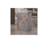 Bureau de réception LED moderne en pierre grise pour vente au détail, hôtel et bureau, bureau élégant et compact (80 cm)