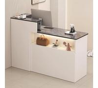 Bureau de réception lumineux à LED avec tiroirs et armoires - Comptoir avant élégant pour salons de beauté, magasins de détail et bureaux - Design moderne pour une meilleure expérience client