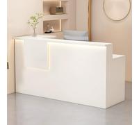 Bureau de réception lumineux à LED moderne avec rangement élégant pour bureaux, supermarchés, magasins de vêtements, Doppio Piano di Lavoro