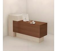 Bureau de réception marron avec tiroirs et étagères Idéal pour les entreprises, boulangeries, magasins de fruits, hôtels 130 x 50 x 110 cm, design moderne pour un hall élégant et des espaces de vente