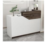 Bureau de réception minimaliste verrouillable avec construction spacieuse et durable, assemblage facile, idéal pour les petites boutiques et marchés de vêtements (marron, 100,1 x 45 x 100,1 cm)