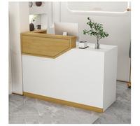 Bureau de réception minimaliste verrouillable pour petites boutiques de vêtements. Construction robuste, installation facile, finition jaune élégante (140 x 45 x 100 cm)