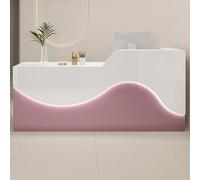 Bureau de réception moderne à DEL avec tiroir verrouillable et cloison en forme de L - 100 cm, mobilier de bureau élégant multicolore pour une meilleure expérience client