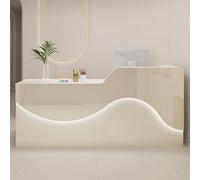 Bureau de réception moderne à DEL avec tiroir verrouillable et cloison en forme de L - 100 cm, mobilier de bureau élégant multicolore pour une meilleure expérience client