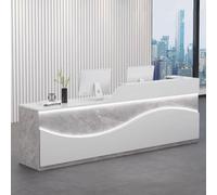 Bureau de réception moderne à LED 1,2 m élégant pour supermarchés et magasins de vêtements, meubles de réception contemporains gris et blanc