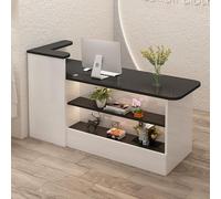Bureau de réception moderne à LED avec compteur de caisse enregistreuse et gestion des câbles, mobilier de bureau élégant pour secrétaires