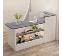 Bureau de réception moderne à LED avec comptoir de caisse, armoire secrétaire élégante, gestion des câbles et tiroirs - Comptoir idéal pour le bureau et le couloir