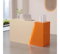 Bureau de réception moderne à LED avec tiroirs, table de comptoir de vente au détail, meuble d'ordinateur pour salon, hall d'entrée, finition terrazzo blanche, 100 x 40 cm