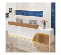 Bureau de réception moderne à LED - Comptoir élégant pour salons, magasins et halls d'entrée - Table professionnelle de caisse enregistreuse de 140 cm