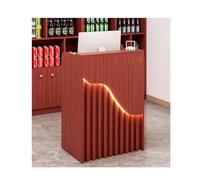 Bureau de réception moderne à LED pour salons de beauté, comptoir de réception marron, 80 cm élégant et meuble de hall, design simple pour des espaces élégants.