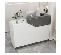 Bureau de réception moderne au design compact avec tiroirs de rangement, petite table de bureau en forme de L pour hall d'entreprise, comptoir de vente peu encombrant