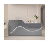 Bureau de réception moderne avec bureau spacieux et grand rangement, mobilier de bureau élégant avec éclairage d'ambiance, couleur grise pratique, côté droit - 100 cm