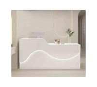 Bureau de réception moderne avec bureau spacieux, grand espace de rangement et éclairage ambiant, mobilier de bureau esthétique pour espaces de travail fonctionnels