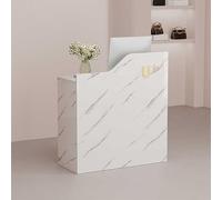 Bureau de réception moderne avec chariots verrouillables Der & Sto - Stat de caissier Slish pour hôtel bureau et vente au détail - Chut sécurisé et fonctionnel (blanc, 3,60 x 40 x 95 cm)