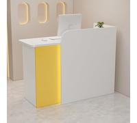 Bureau de réception moderne avec compteur Der Slish Chut verrouillable pour vente au détail et salon, support d'hôtesse polyvalent et mignon Wortat blanc et jaune h