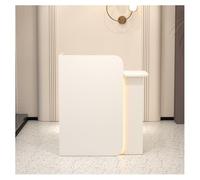 Bureau de réception moderne avec comptoir avant de caisse, bureau de bienvenue avec œillets de câble et lumière LED 80 cm pour bureau et entreprise