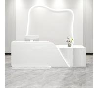 Bureau de réception moderne avec comptoir avant - Table de caisse pour hôtels, salons de beauté et magasins - Design élégant et fonctionnel en D droit 180 cm