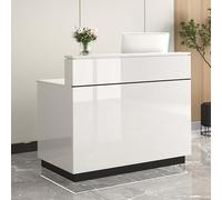Bureau de réception moderne avec comptoir, comptoir compact pour salon de petite taille, trous de gestion des câbles, idéal pour les entreprises 60 x 45 x 100 cm.