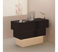 Bureau de réception moderne avec éclairage doux, comptoir avant élégant pour salons et vente au détail Table de réception élégante pour espaces contemporains