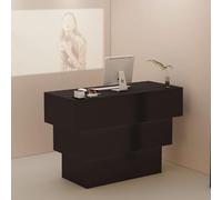 Bureau de réception moderne avec éclairage doux. Comptoir avant élégant pour salons, restaurants et bureaux. Meubles de réception contemporains