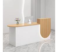 Bureau de réception moderne avec éclairage doux | Table de bureau élégante pour petites entreprises | Meuble de poste de travail fonctionnel | Finition bois naturel