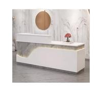 Bureau de réception moderne avec éclairage LED - Comptoir de bureau avec tiroirs de rangement - Bureau élégant pour salon et hall - Bureau de secrétaire professionnel (A29 x 130 cm de long)