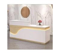 Bureau de réception moderne avec éclairage LED - Comptoir de bureau élégant avec tiroirs de rangement pour salon, hall d'entrée ou d'affaires - Meuble de secrétaire (A27 (L) 120 cm (L)