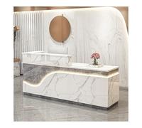 Bureau de réception moderne avec éclairage LED - Comptoir de bureau élégant avec tiroirs de rangement, bureau secrétaire pour salon, hall et affaires (A16 x 139 cm (L)