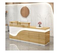 Bureau de réception moderne avec éclairage LED et tiroirs de rangement - Comptoir de bureau élégant et bureau secrétaire pour salon de réception du hall (A8 (L) 51,2 cm)