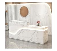 Bureau de réception moderne avec éclairage LED et tiroirs de rangement - Comptoir de bureau élégant et bureau secrétaire pour salon de réception du hall (A6 x 139,2 cm de long)