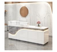 Bureau de réception moderne avec éclairage LED et tiroirs de rangement - Comptoir de bureau élégant pour salon et réception secrétaire du hall (A17 L 120 cm)