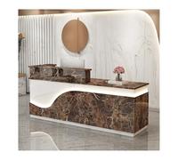 Bureau de réception moderne avec éclairage LED et tiroirs de rangement - Élégant comptoir de bureau pour salon ou secrétaire (A14 L 120 cm)